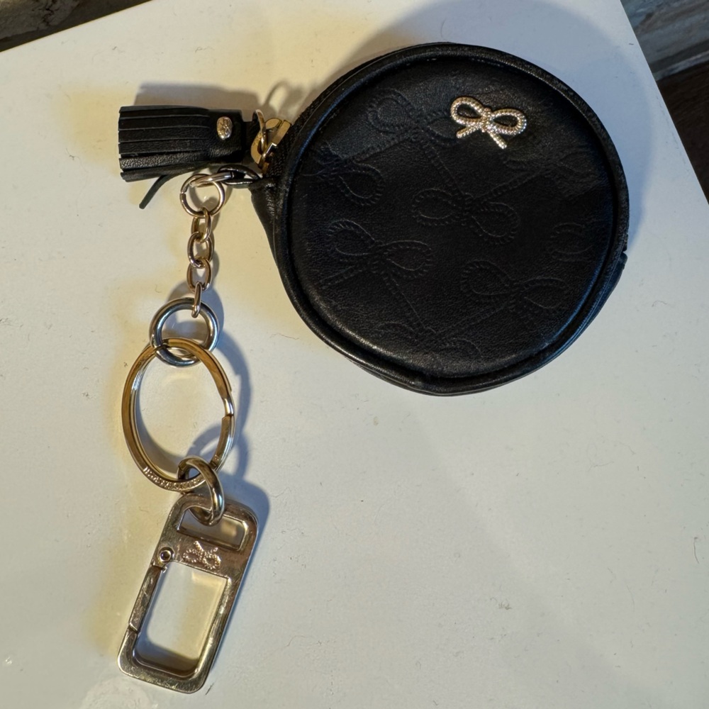 Anya Hindmarch Black Leather Coin Purse w/ Keychain - Picture 2 of 9